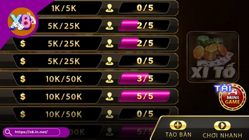 Game bài X8 Xì tố Game bài X8 Xì tố