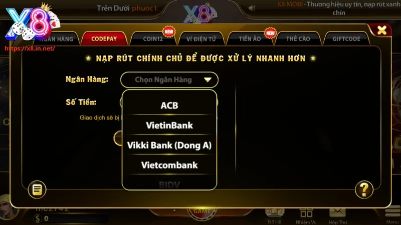 Hướng dẫn quy trình nạp tiền X8 Club làm vốn cược Hướng dẫn quy trình nạp tiền X8 Club làm vốn cược