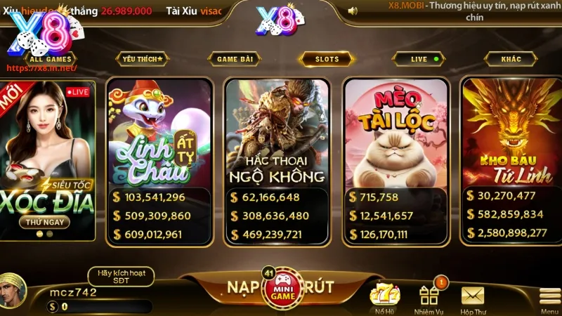 Sảnh Slot game nổ hũ X8 Club Sảnh Slot game nổ hũ X8 Club